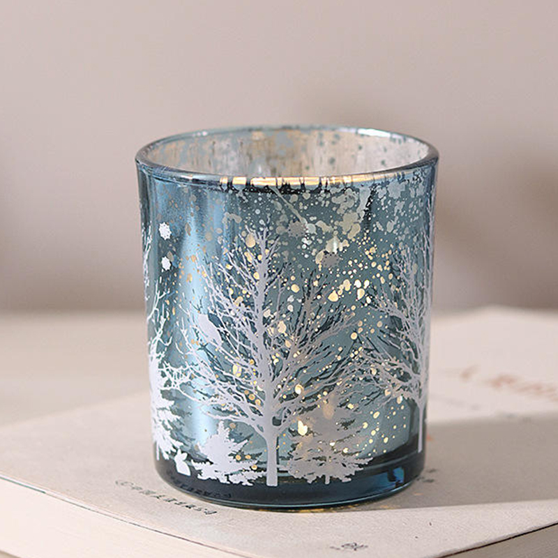 Suport sfeșnic din sticlă sculptată galvanizată 8*9cm Ediție Decor festiv pentru pahare