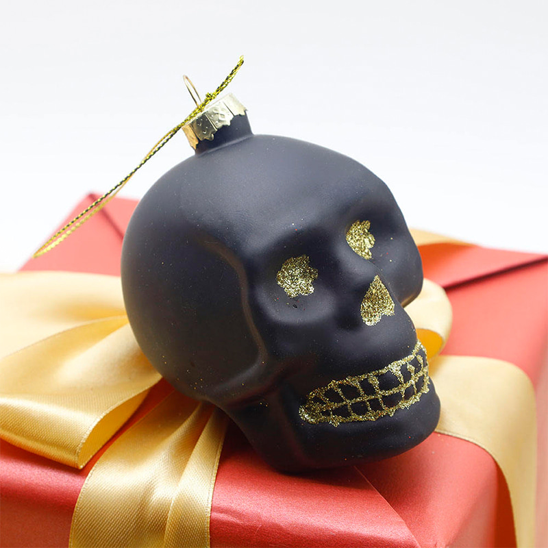 Set de ornamente de craniu de sticlă de Halloween de 8*9 cm