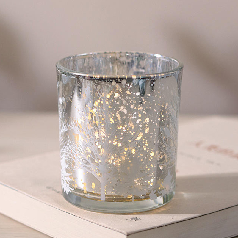 Suport sfeșnic din sticlă sculptată galvanizată 8*9cm Ediție Decor festiv pentru pahare