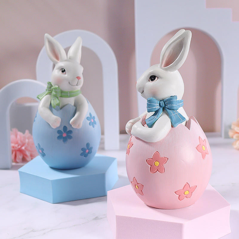 Set de decor figurine cu iepuraș de Paște din rășină 8*16 cm