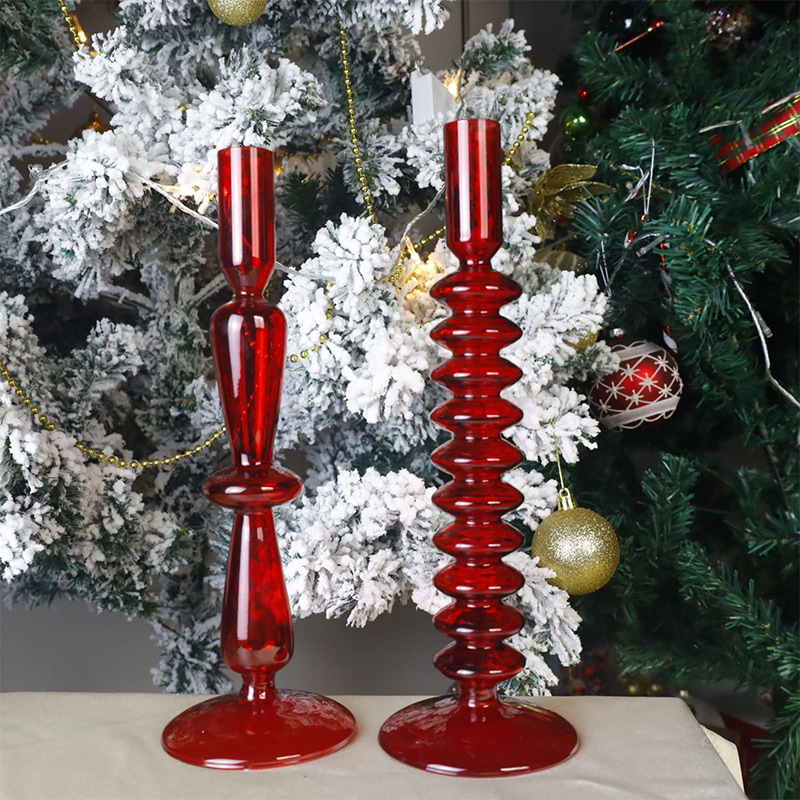 Suport de sfeșnic din sticlă suflată manual de 18 cm Decor pentru masă de vacanță