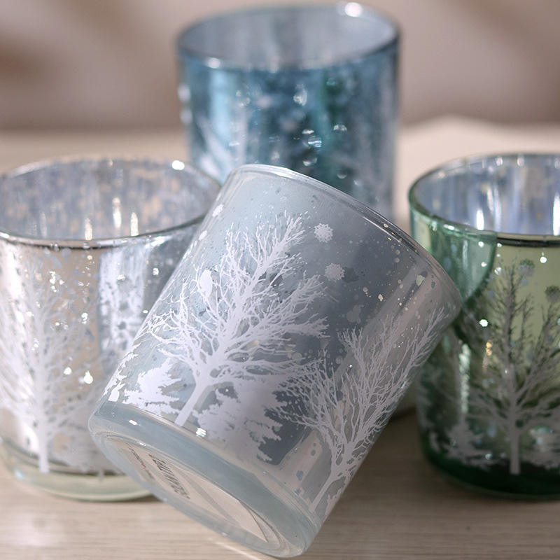 Suport sfeșnic din sticlă sculptată galvanizată 8*9cm Ediție Decor festiv pentru pahare