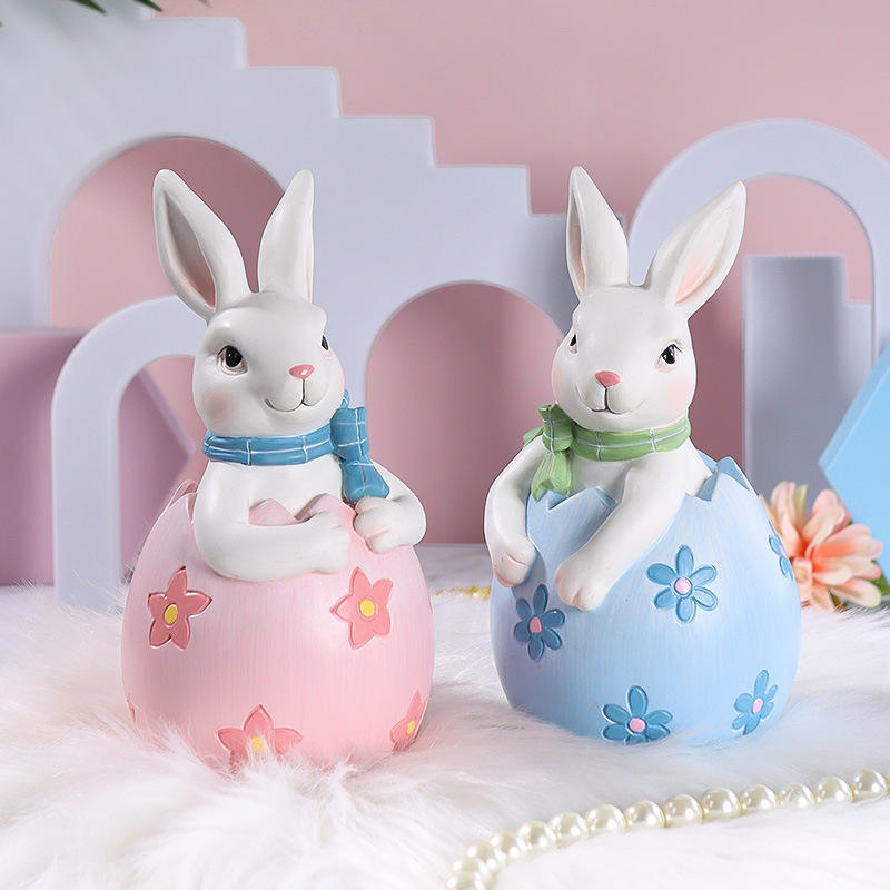 Set de decor figurine cu iepuraș de Paște din rășină 8*16 cm