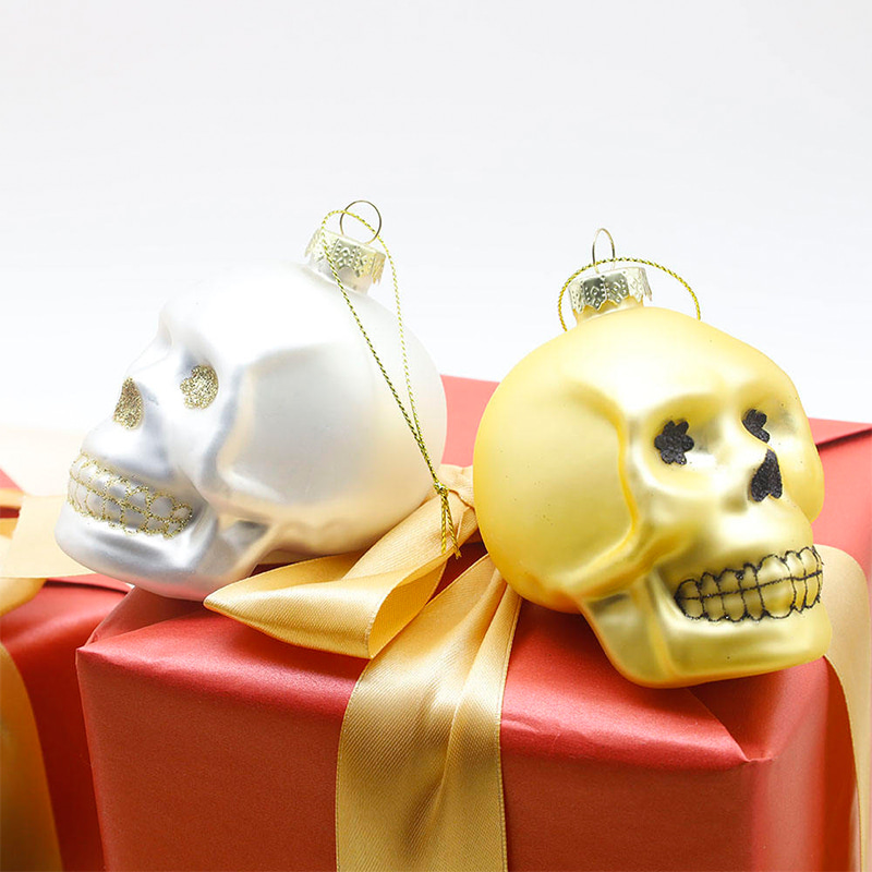 Set de ornamente de craniu de sticlă de Halloween de 8*9 cm