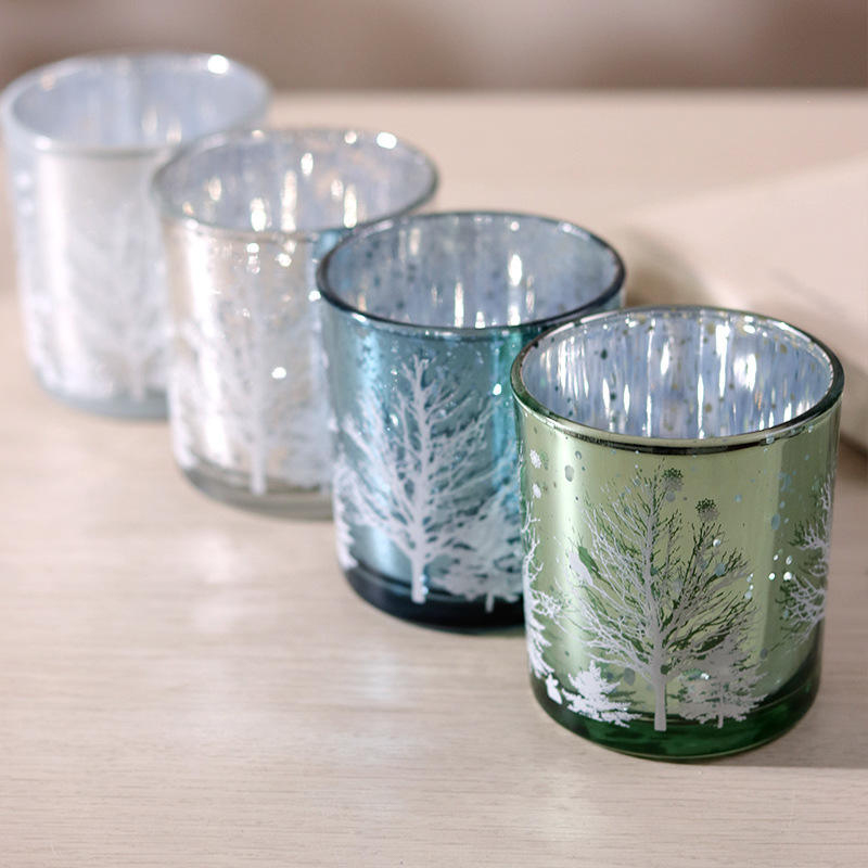 Suport sfeșnic din sticlă sculptată galvanizată 8*9cm Ediție Decor festiv pentru pahare