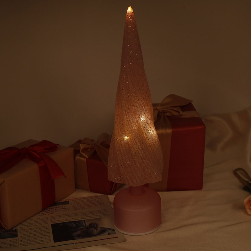 Dimensiuni 10×33 cm și 10×38 cm Pom de Crăciun din sticlă rotativ festiv cu lumini LED