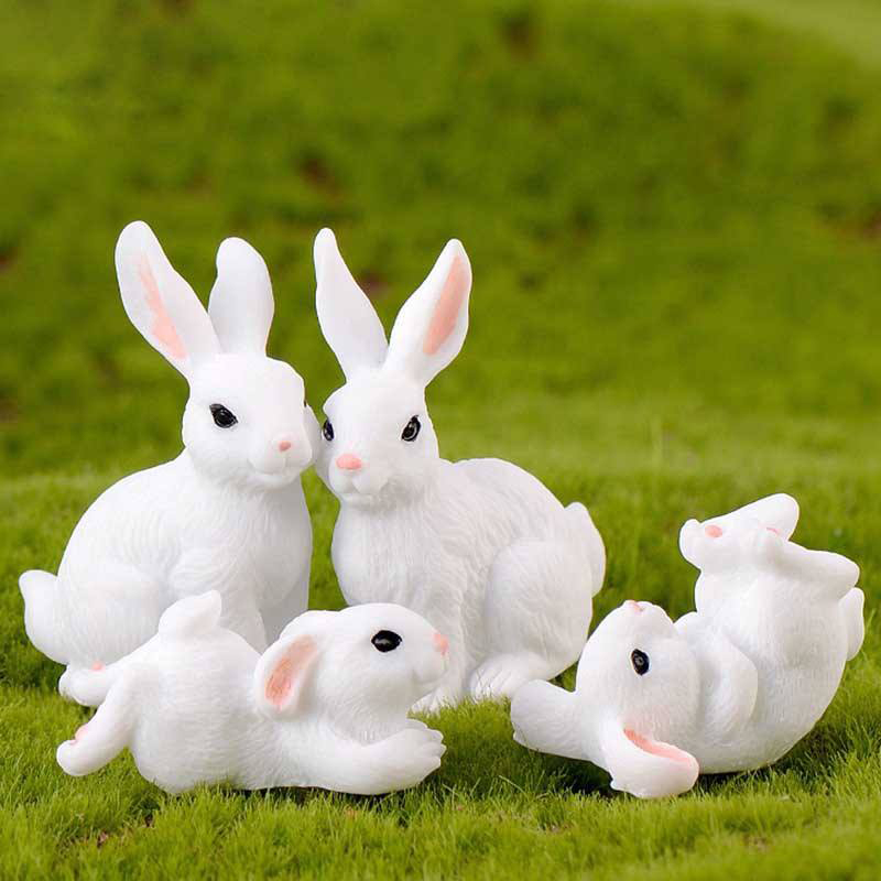 Set de decor figurine cu iepuraș de Paște din rășină de 8 cm