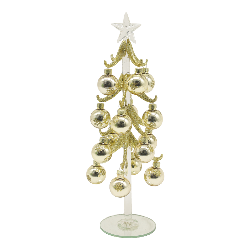 10×25 cm și 10×30 cm Pom de Crăciun din sticlă aurie festivă împodobit cu bile decorative Opțiuni