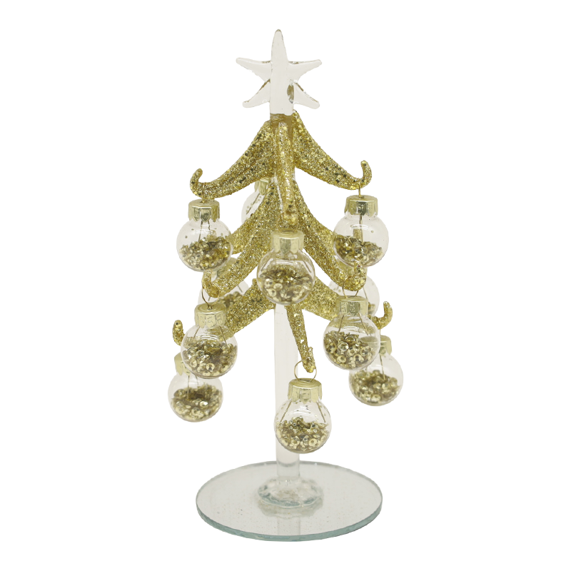 10×25 cm și 10×30 cm Pom de Crăciun din sticlă aurie festivă împodobit cu bile decorative Opțiuni
