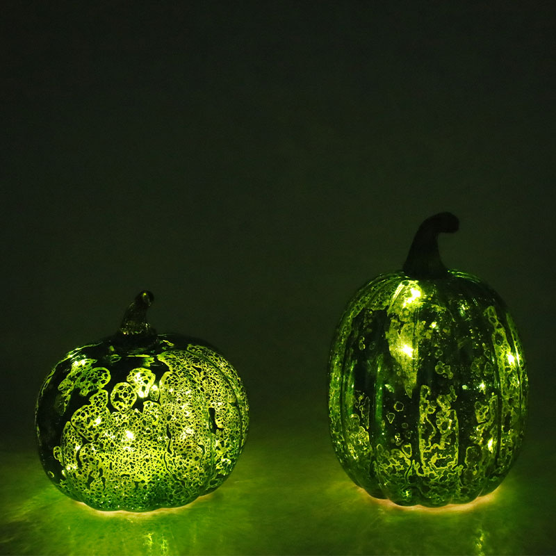 Ornament de masă cu lampă cu dovleac din sticlă de Halloween de 12*15 cm
