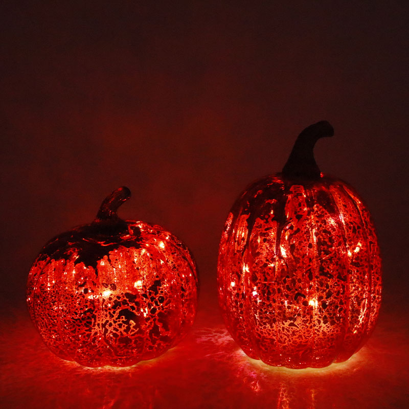 Ornament de masă cu lampă cu dovleac din sticlă de Halloween de 12*15 cm