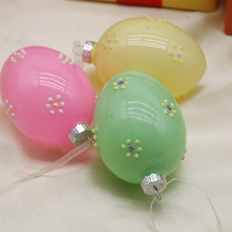Set decor ouă din sticlă de Paște 6*8cm