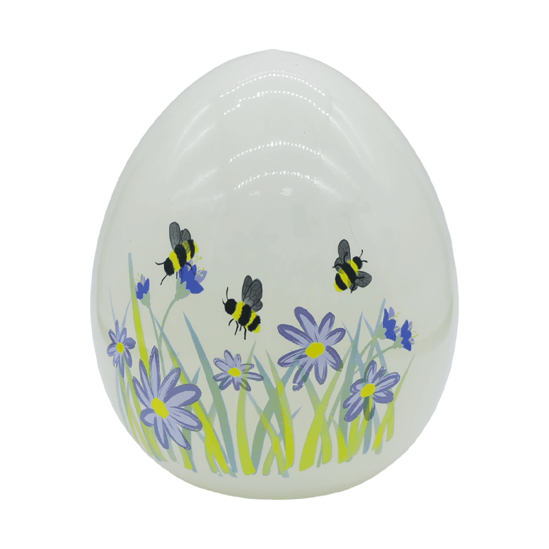 Ornament de ouă din sticlă pictat manual de Paște cu LED de 9*16 cm