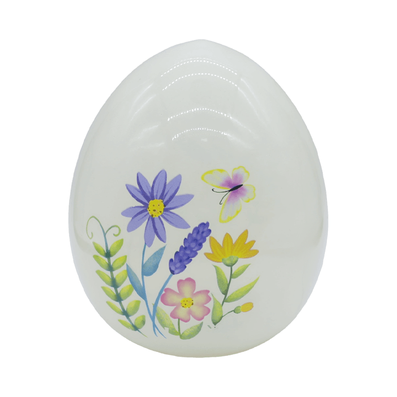 Ornament de ouă din sticlă pictat manual de Paște cu LED de 9*16 cm