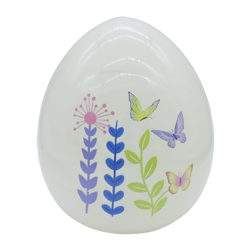 Ornament de ouă din sticlă pictat manual de Paște cu LED de 9*16 cm