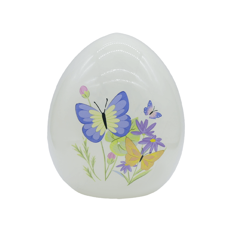 Ornament de ouă din sticlă pictat manual de Paște cu LED de 9*16 cm